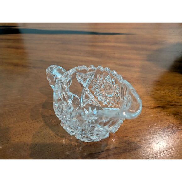 VTG ABP American Brilliant Cut Glass Pinwheel Hobstar Sugar Bowl & Creamer - Picture 11 of 12